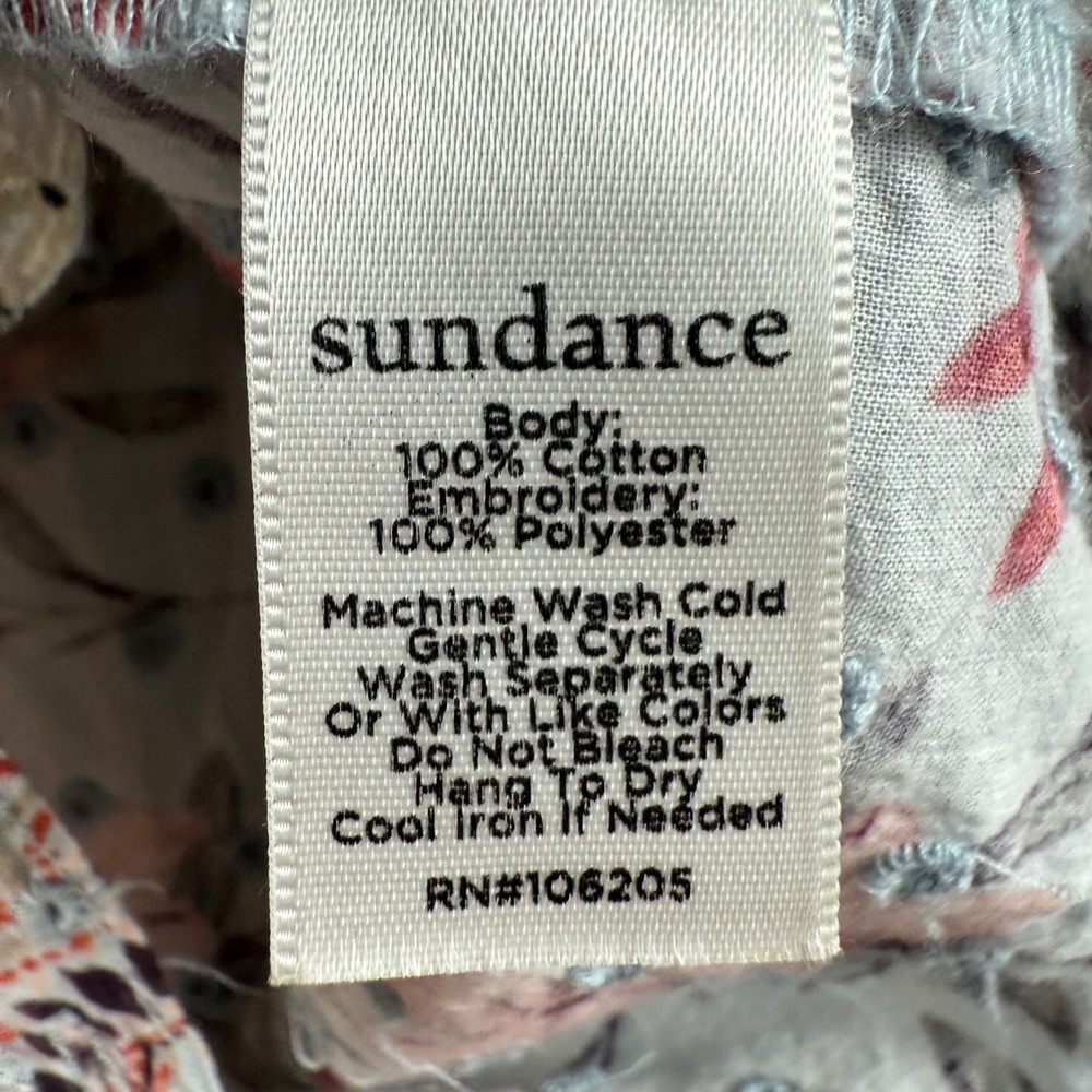 Sundance Floral Medallion Embroidered Long Sleeve Button Up Shirt Small Eyelet - Picture 7 of 10